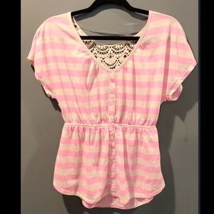 👚No Boundaries Pink & Cream Striped Dress Top S